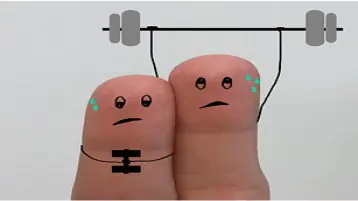 figuras de dedos malhando e suando
