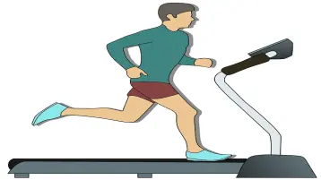 Treino hiit na esteira, animação homem correndo na esteira.