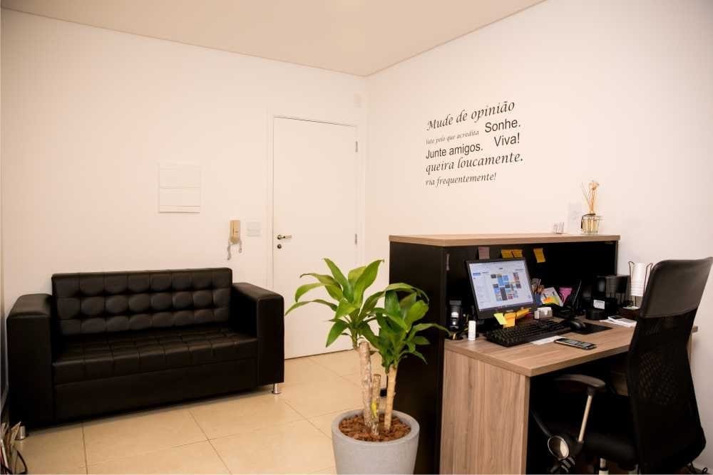 Recepção da clínica de nutrição esportiva em Higienópolis, São Paulo
